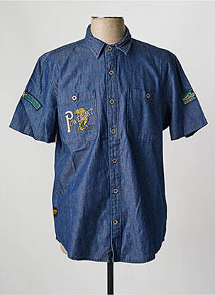 Chemise manches courtes coupe cintrée bleu DAYTONA homme