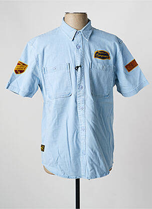 Chemise manches courtes coupe cintrée bleu DAYTONA homme