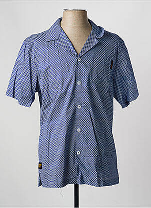 Chemise manches courtes col tailleur bleu DAYTONA homme