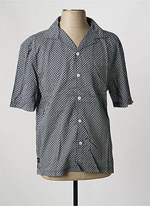 Chemise manches courtes col tailleur bleu fonce DAYTONA homme