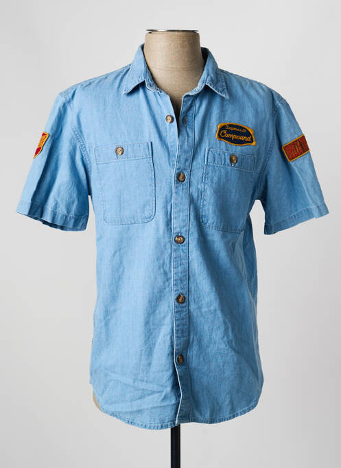 Chemise manches courtes coupe cintrée bleu DAYTONA homme
