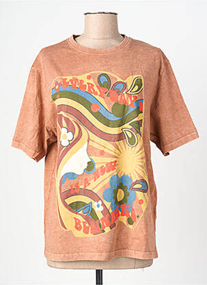 T-shirt coupe droite manches courtes marron ROSE GARDEN femme