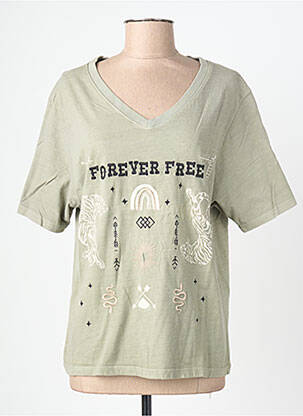 T-shirt coupe droite manches courtes vert ROSE GARDEN femme