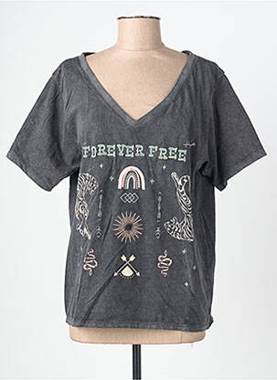 T-shirt coupe droite manches courtes gris clair ROSE GARDEN femme