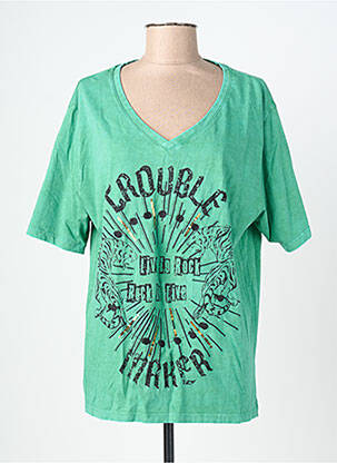 T-shirt coupe droite manches courtes vert ROSE GARDEN femme