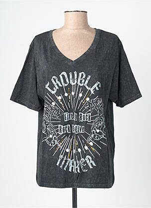 T-shirt coupe droite manches courtes gris ROSE GARDEN femme