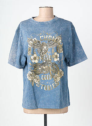 T-shirt coupe droite manches courtes bleu ROSE GARDEN femme