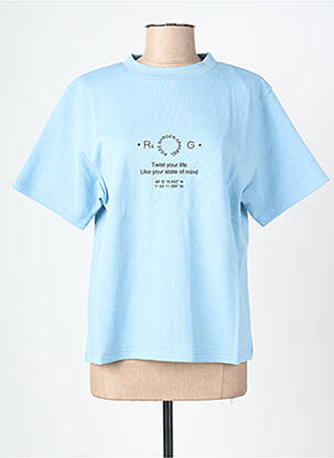 T-shirt coupe droite manches courtes bleu ROSE GARDEN femme