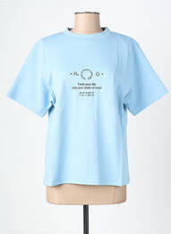 T-shirt coupe droite manches courtes bleu ROSE GARDEN femme