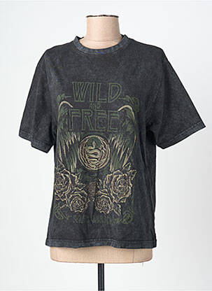 T-shirt imprimé fantaisie manches courtes gris ROSE GARDEN femme