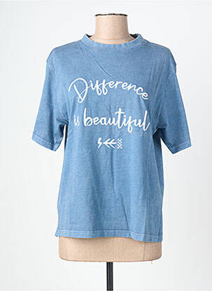 T-shirt imprimé fantaisie manches courtes bleu ROSE GARDEN femme