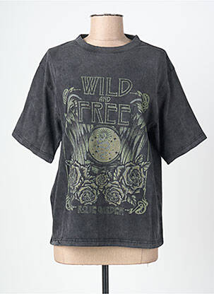 T-shirt sérigraphie manches courtes gris ROSE GARDEN femme