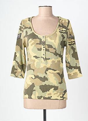 T-shirt manches 3/4 manches 3/4 vert ROSE GARDEN femme