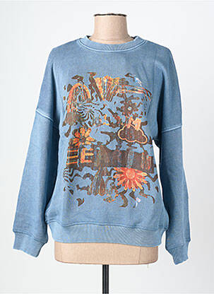 Sweat-shirt stretch manches longues bleu ROSE GARDEN femme