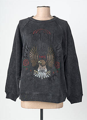 Sweat-shirt broderie manches longues gris ROSE GARDEN femme