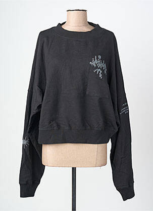 Sweat-shirt broderie manches longues noir ROSE GARDEN femme