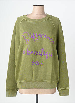 Sweat-shirt broderie manches longues vert ROSE GARDEN femme