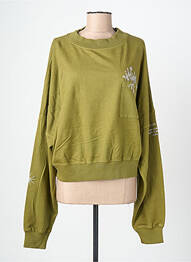 Sweat-shirt broderie manches longues vert ROSE GARDEN femme