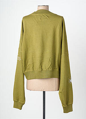 Sweat-shirt broderie manches longues vert ROSE GARDEN femme