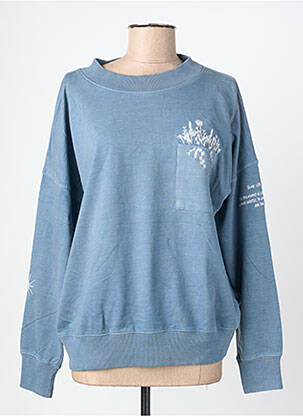 Sweat-shirt broderie manches longues bleu ROSE GARDEN femme