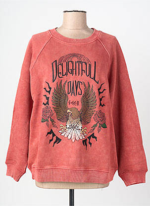 Sweat-shirt broderie manches longues rouge ROSE GARDEN femme