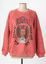 Sweat-shirt broderie manches longues rouge ROSE GARDEN femme