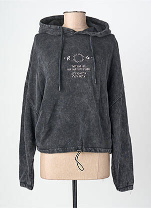 Sweat-shirt à capuche broderie manches longues gris ROSE GARDEN femme