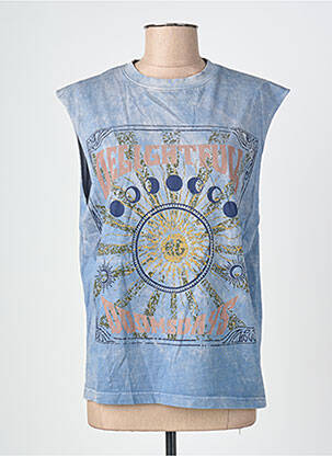 T-shirt sérigraphie manches courtes bleu ROSE GARDEN femme