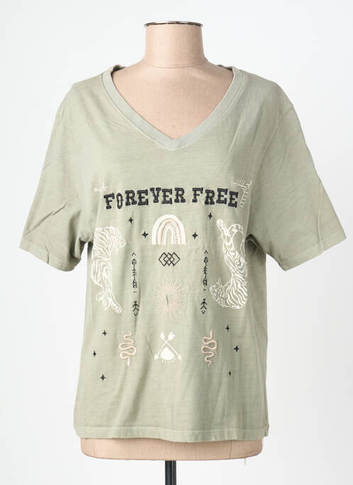 T-shirt coupe droite manches courtes vert ROSE GARDEN femme