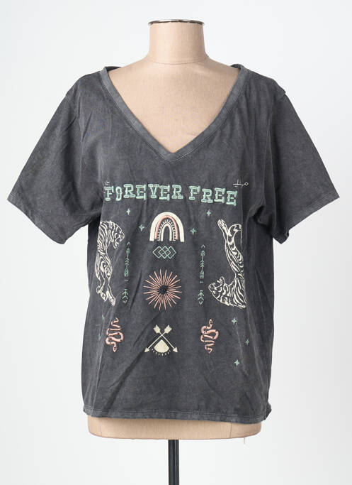 T-shirt coupe droite manches courtes gris clair ROSE GARDEN femme