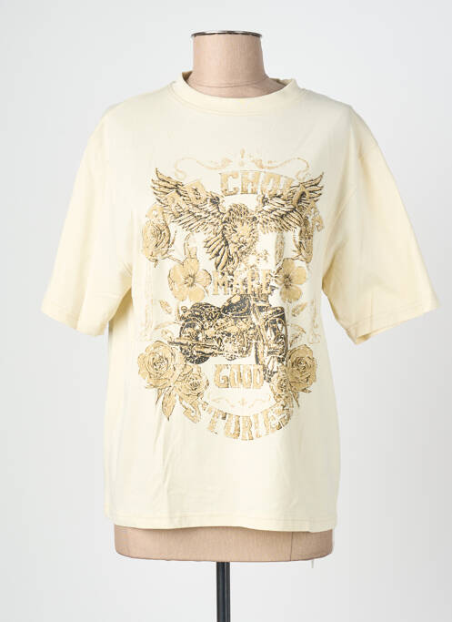 T-shirt coupe droite manches courtes beige ROSE GARDEN femme