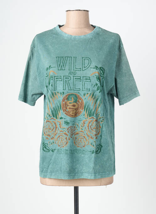 T-shirt imprimé fantaisie manches courtes bleu ROSE GARDEN femme