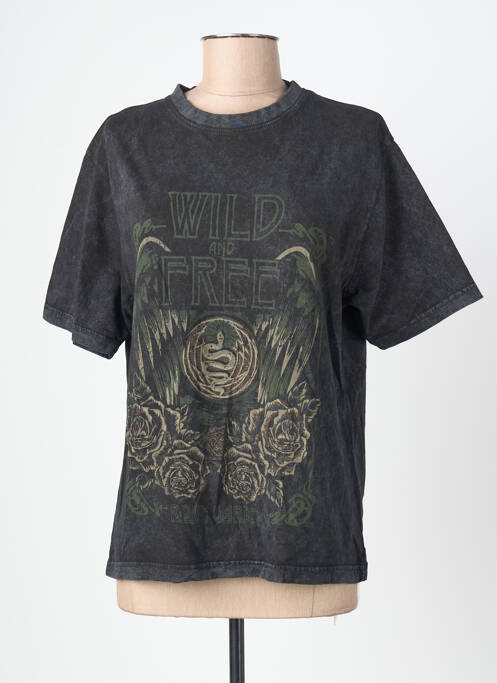 T-shirt imprimé fantaisie manches courtes gris ROSE GARDEN femme
