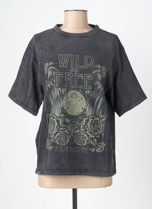 T-shirt sérigraphie manches courtes gris ROSE GARDEN femme