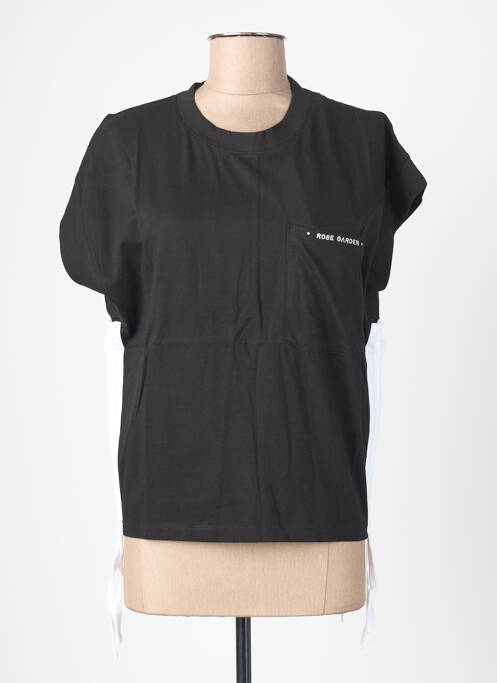 T-shirt stretch manches courtes noir ROSE GARDEN femme