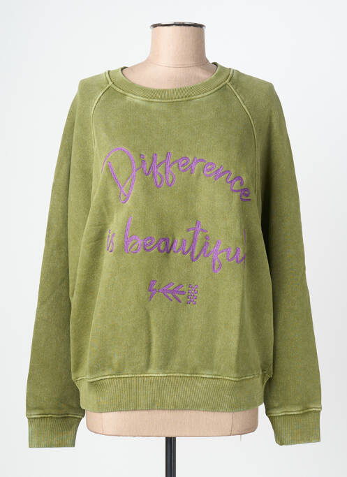 Sweat-shirt stretch manches longues vert ROSE GARDEN femme
