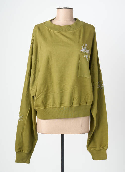 Sweat-shirt stretch manches longues vert ROSE GARDEN femme