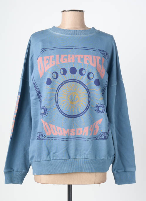 Sweat-shirt stretch manches longues bleu ROSE GARDEN femme