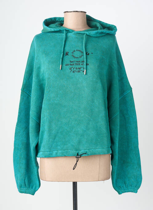 Sweat-shirt à capuche broderie manches longues vert ROSE GARDEN femme
