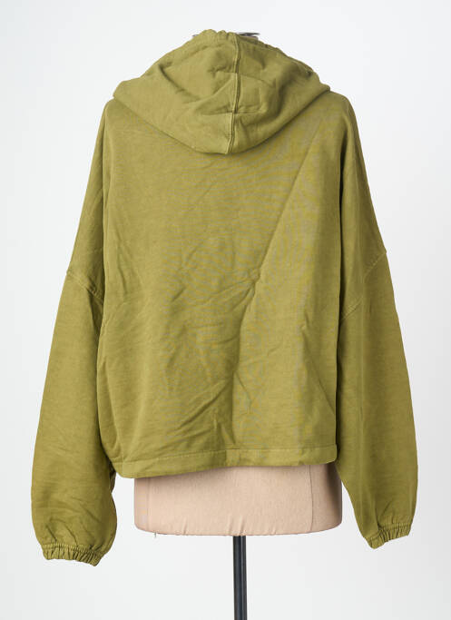 Sweat-shirt à capuche broderie manches longues vert ROSE GARDEN femme