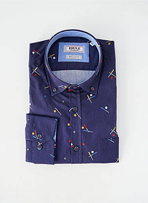 Chemise manches longues imprimé fantaisie bleu EMYLE homme