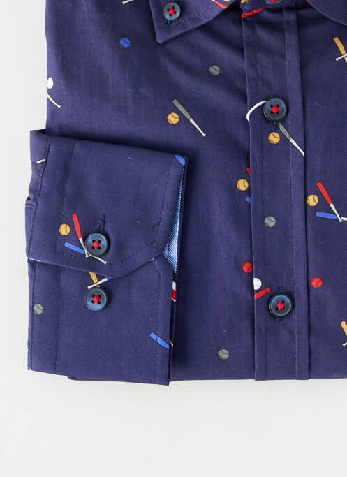 Chemise manches longues poignets boutonnés bleu EMYLE homme