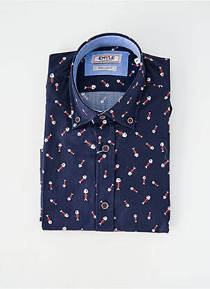 Chemise manches longues poignets boutonnés bleu EMYLE homme