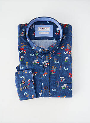 Chemise manches longues poignets boutonnés bleu EMYLE homme