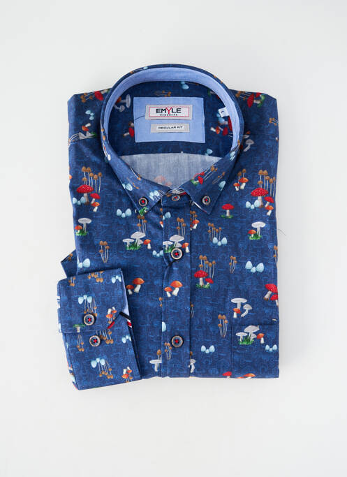 Chemise manches longues poignets boutonnés bleu EMYLE homme