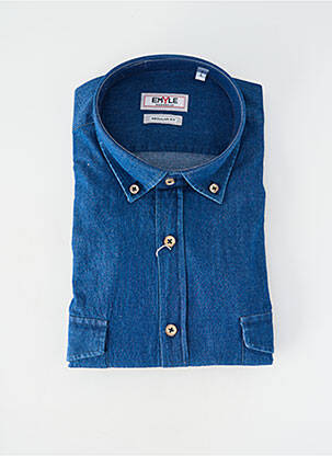 Chemise manches longues poignets boutonnés bleu EMYLE homme