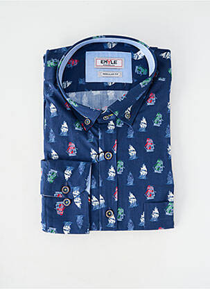 Chemise manches longues poignets boutonnés bleu EMYLE homme