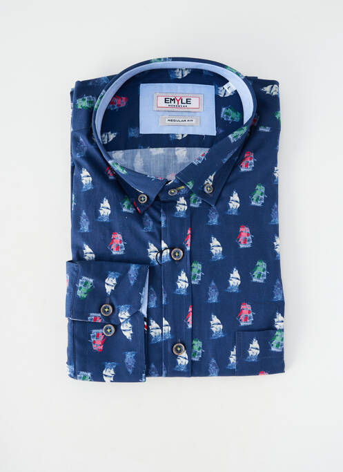 Chemise manches longues poignets boutonnés bleu EMYLE homme