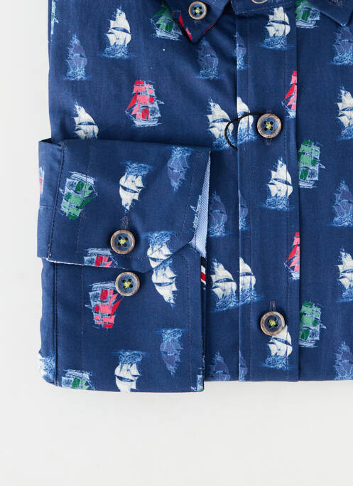 Chemise manches longues poignets boutonnés bleu EMYLE homme