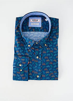 Chemise manches longues poignets boutonnés bleu EMYLE homme